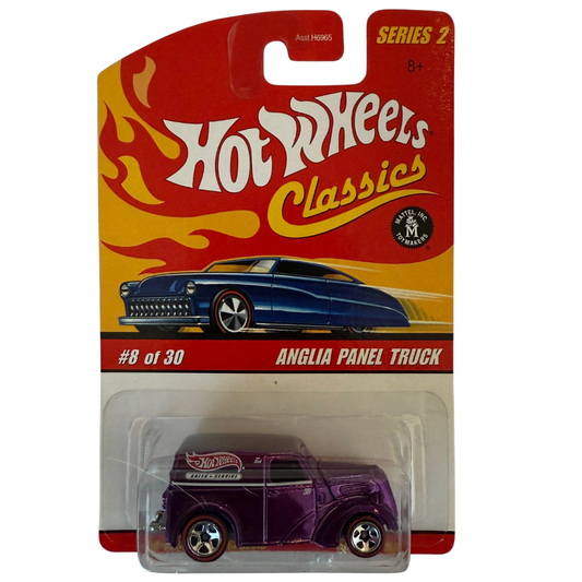 Hot Wheels Classics Series 2 – Anglia Panel Truck – #8 of 30 – Spectraflame Purple – Retro-Style Panel Van – Real Rider 5-Spoke Redline Wheels – 2005 Mattel Release