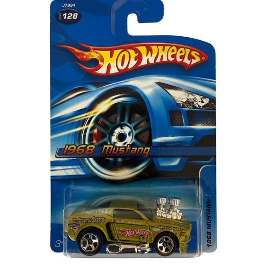 Hot Wheels 1968 Mustang “El Segundo Shaker” 2005 #128 – Gold Variant Drag Racer – Classic Ford Muscle Die-Cast