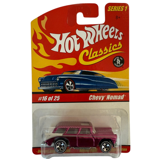 Hot Wheels Classics Chevy Nomad #16 of 25 – Series 1 – Spectraflame Magenta – Garage Studios Edition