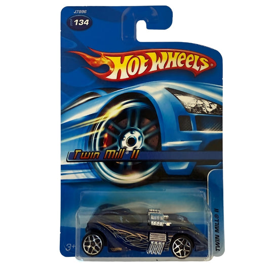 Hot Wheels Twin Mill II 2005 #134 - Blue Die-Cast Muscle Car - Twin Engine Hot Wheels Collectible - Mint on Card