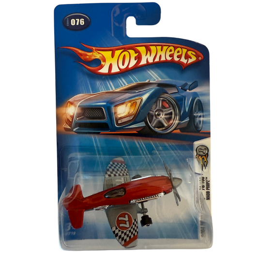 Hot Wheels Mad Propz – 2004 First Editions #76 – Red Racing Plane – Chrome Engine Detail – Twin Turbo Propeller – Sky Racer Collectible