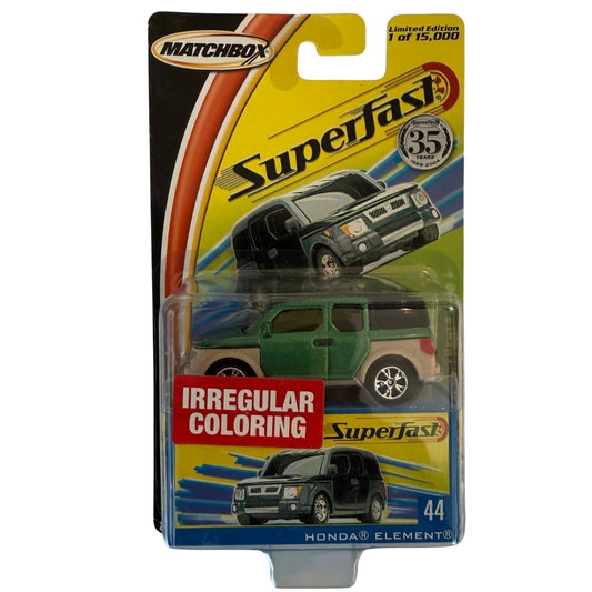 Matchbox Superfast Honda Element – Limited Edition 1 of 15,000 – Irregular Coloring Variant – Superfast Series 35th Anniversary #44 – Rare Factory Error SUV