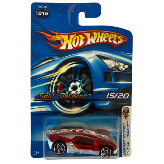 Hot Wheels Split Decision – 2005 First Editions #015 – Red & Chrome Concept Racer – Realistix Series – Dual Cockpit Speed Machine