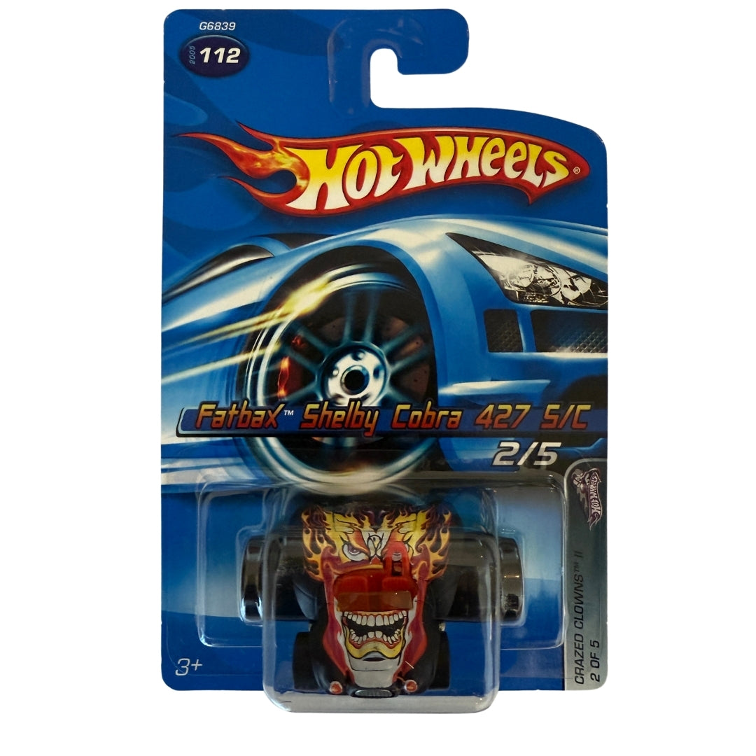 Hot Wheels Fatbax Shelby Cobra 427 S/C – 2005 Crazed Clowns II Series #112 – Wild Flame Design – 2 of 5 – Rare Carded Collectible