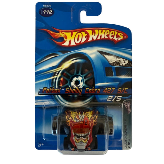 Hot Wheels Fatbax Shelby Cobra 427 S/C – 2005 Crazed Clowns II Series #112 – Wild Flame Design – 2 of 5 – Rare Carded Collectible