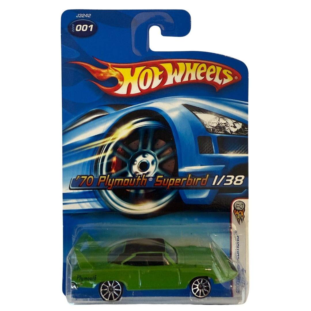 Hot Wheels ’70 Plymouth Superbird 2006 First Editions #001 – Green Muscle Car – Collector Die-Cast – Mint on Card