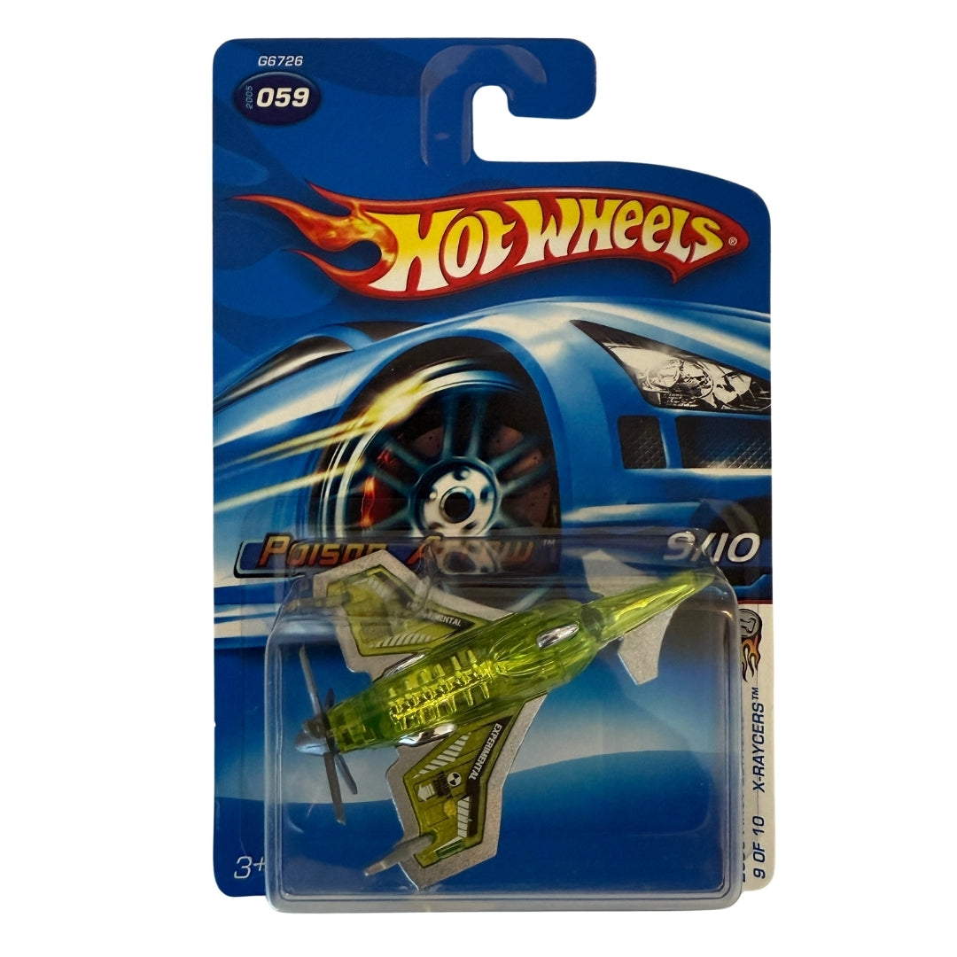 Hot Wheels Poison Arrow – 2005 First Editions #059 – X-Raycers 9/10 – Transparent Green Fighter Jet – Rare Aircraft Casting – Mattel Fantasy Flight Series