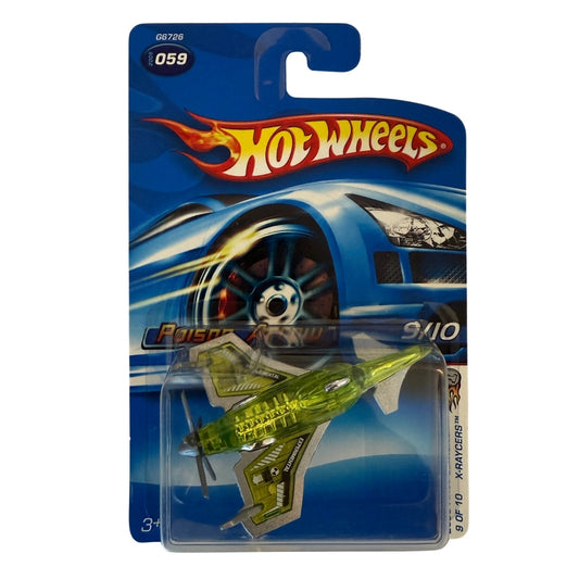 Hot Wheels Poison Arrow – 2005 First Editions #059 – X-Raycers 9/10 – Transparent Green Fighter Jet – Rare Aircraft Casting – Mattel Fantasy Flight Series