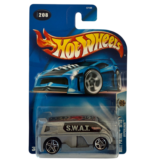 Hot Wheels Roll Patrol Hyperliner – 2003 Planet Hot Wheels #208 – SWAT Van Design – Matte Silver Body – Rare First Edition Style – Die-Cast Mission Vehicle